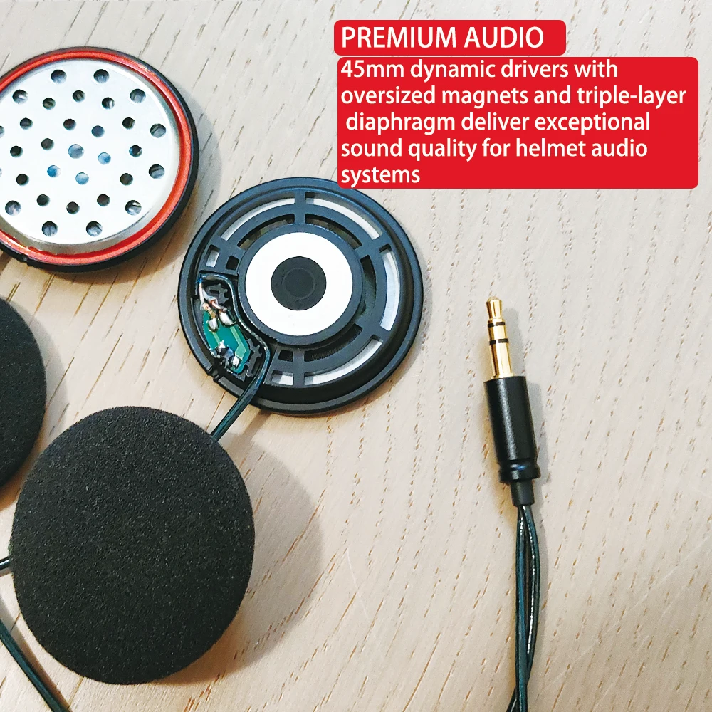 ELFINEAR ACOUSTIX ELITE Altavoz para casco de 45 mm - Ultimate Sound 3,5 mm AUX compatible con comunicaciones Cardo, Sena, Vimoto