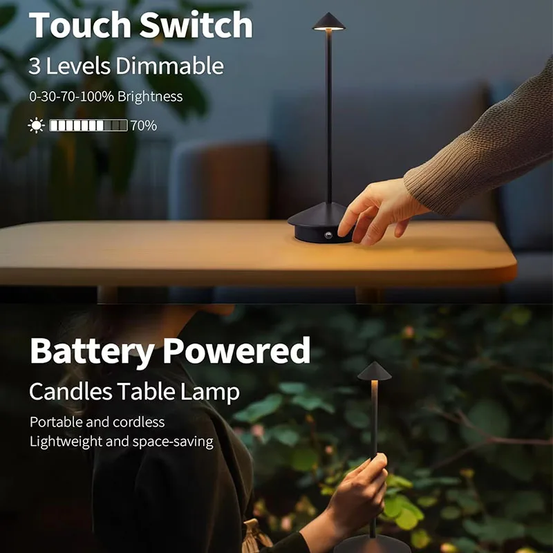 Lampe de Table LED 3 couleurs, veilleuse d'ambiance, commande tactile, pointe champignon, lampe de bureau, variable, Rechargeable, pour décor de Bar et de chevet