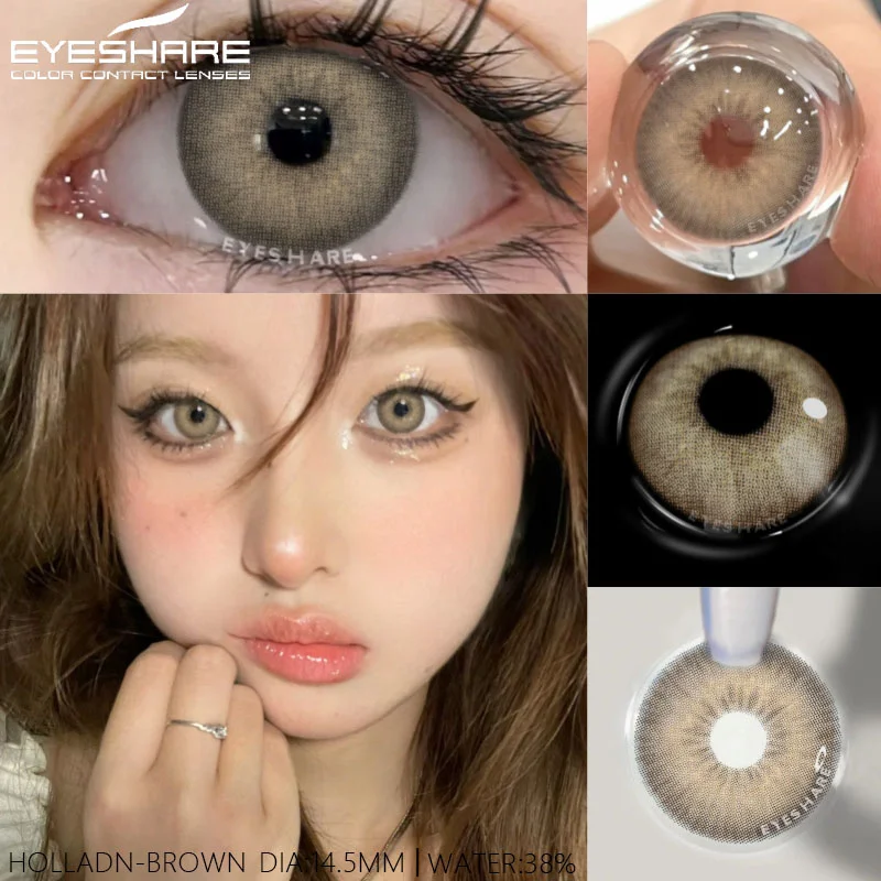 EYESHARE 1pair Natural Green Contact Lenses Yearly Brown Colorcon Makeup Gray Pupils Blue Lenses for Eyes High Quality Soft Lens