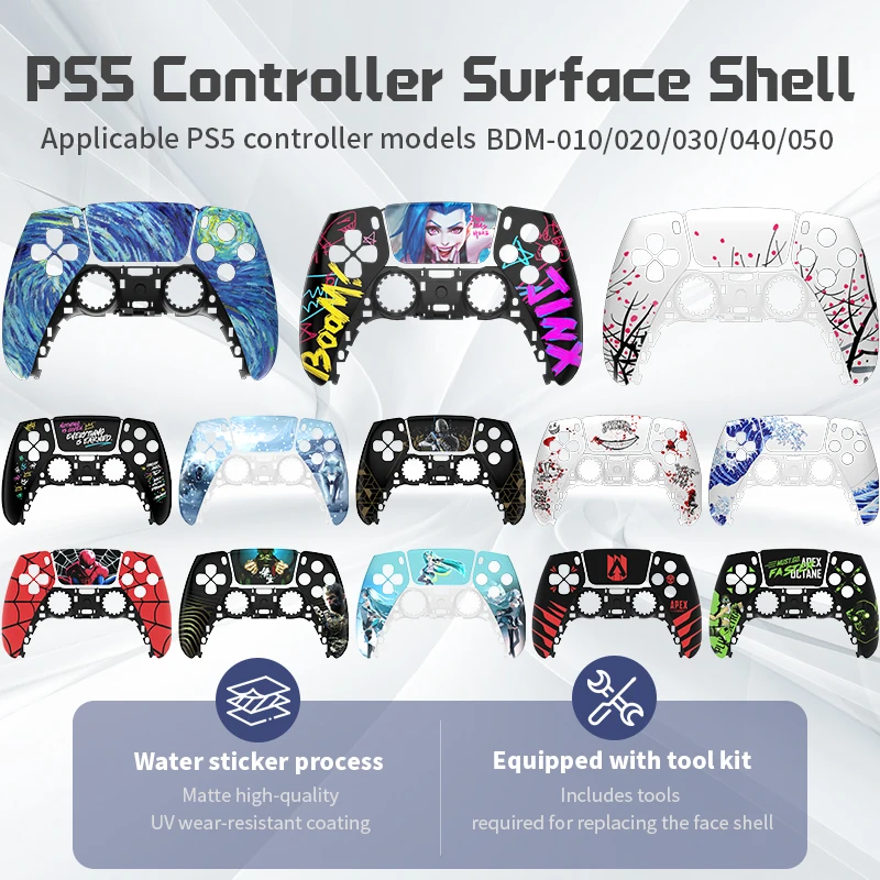 

PS5 controller replacement front case touch pad, suitable for PS5 controller BDM-010,020 limited edition James, Jinx pattern, et