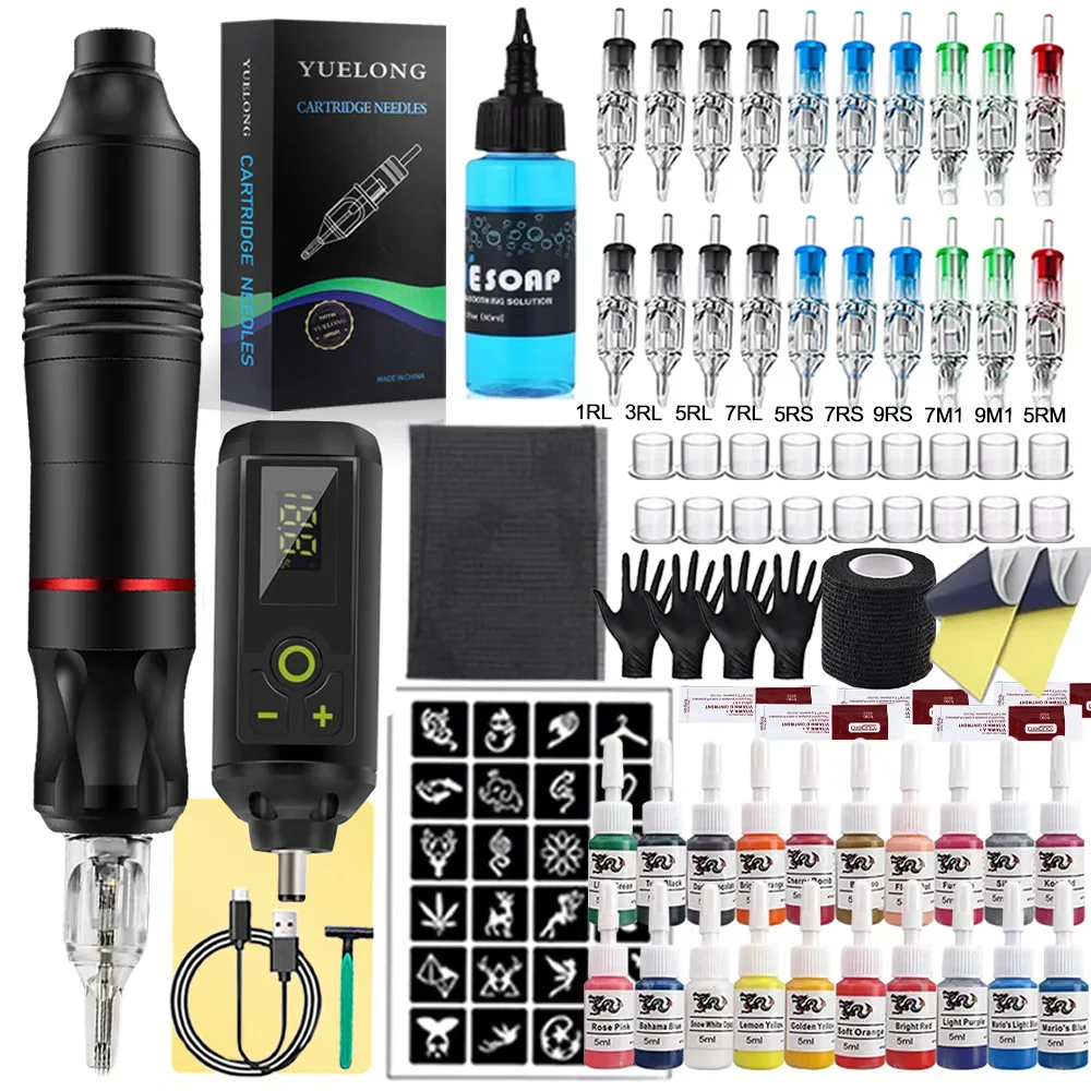 

Wireless Tattoo Machine Kit Tattoo Pen with Mini Tattoo Battary Cartridge Needle Set Permanent Makeup Tool for Tattoo Artist