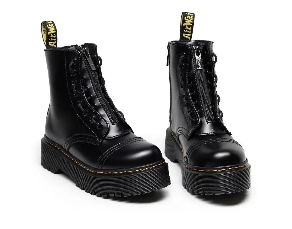 

Original Women Platform Boots Leather Men Thick Sole Ankle Sexy Female Punk Motorcycle Shoes Combat Booties Plus Size