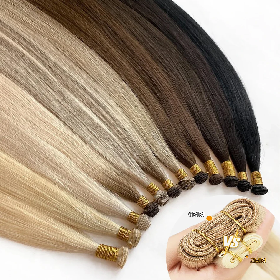 フルシャイン　人毛100%　ウィッグ用エクステ　オンブレブロンド　100g　縫い付け　シルキーストレート　レミー　スキン　ダブルウェフト　100g