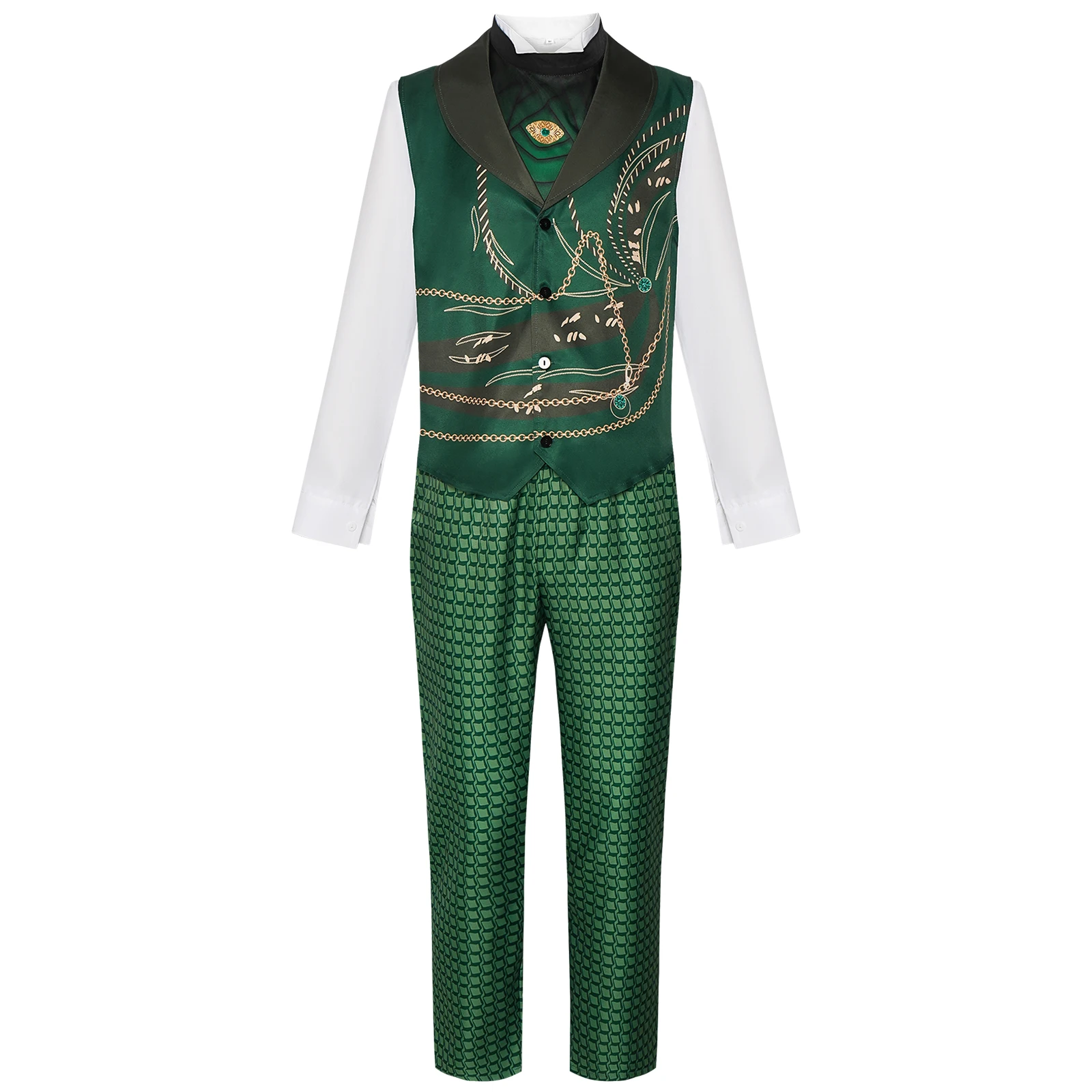 Movie Wicked Cosplay Costume Wizard Green Suit Men Roleplay Costume Halloween Carnival Party Outfits Men Suit Uniform