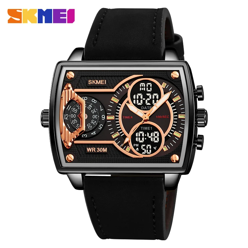 SKMEI Luxury Men\'s Watches Sport 3Bar Waterproof Digital Movement Watch Chrono Dual Display Wristwatches