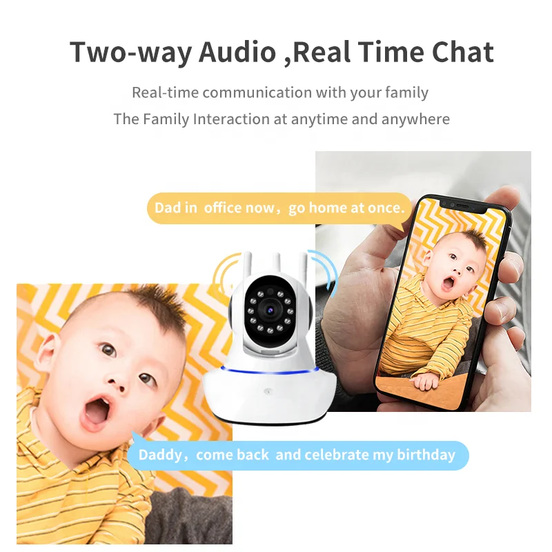 1080P HD Indoor Wireless IP Camera 360° Rotation Baby Monitor with Night Vision Motion Alarm Pet Security Cam