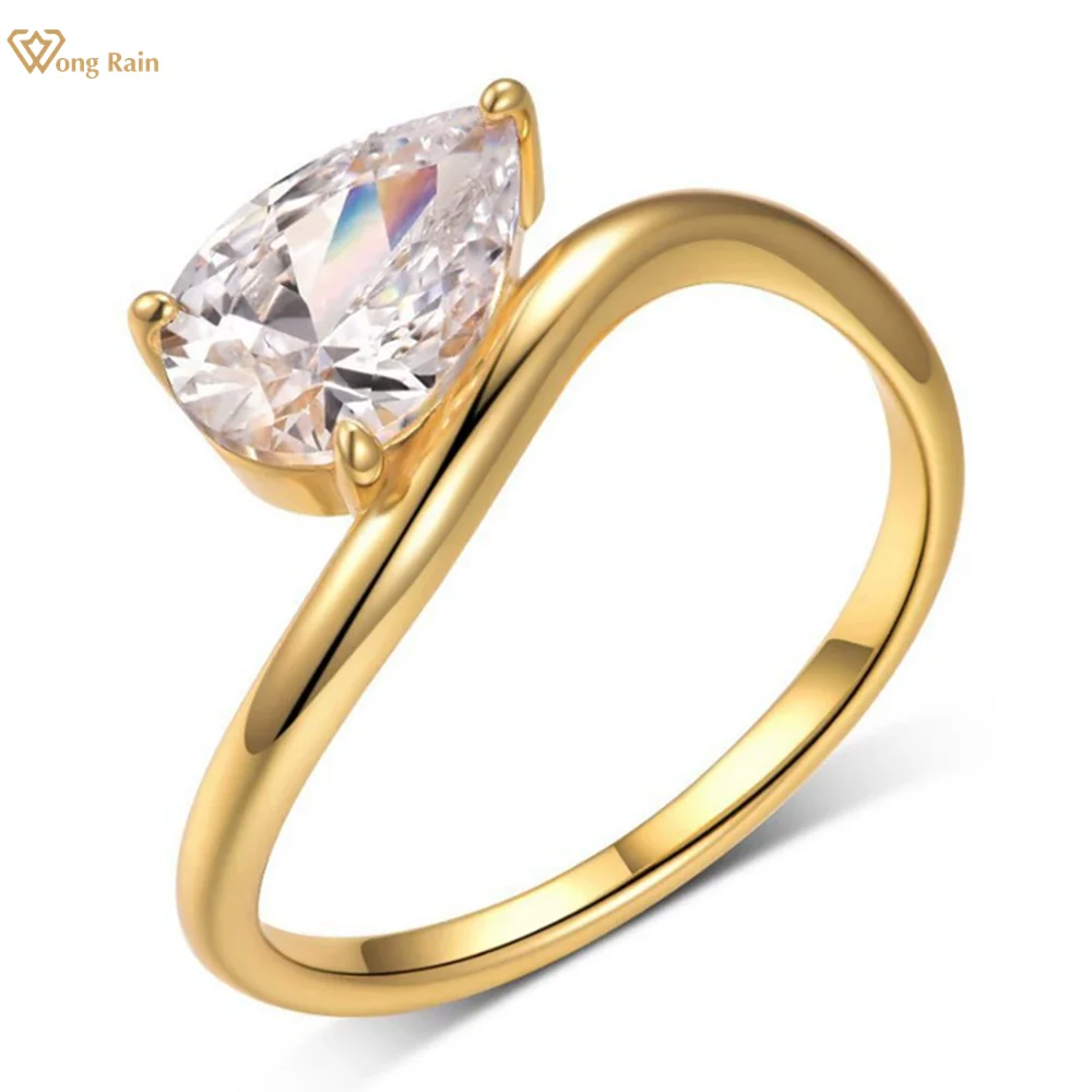 

Wong Rain твердое серебро 925 пробы 3EX VVS1 D Цвет грушевидной огранки 6*9 мм Настоящие муассанитовые бриллианты Драгоценные камни Обручальное кольцо Изысканные ювелирные изделия