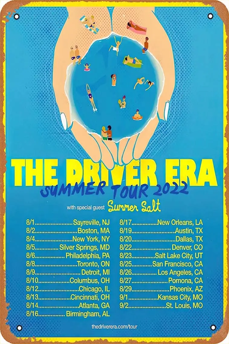 The Driver Era 2022 Tour Poster Metal Sign Retro Home Decorative Vintage Tin Sign 12 x 8 Inch