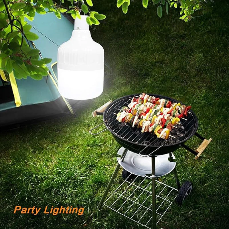 130W LED Camping Bulb Lamp USB Rechargeable Bulb Lamp Portable Light Outdoor IP67 Emergency Tent Lighting Lamp Bulb With Hook