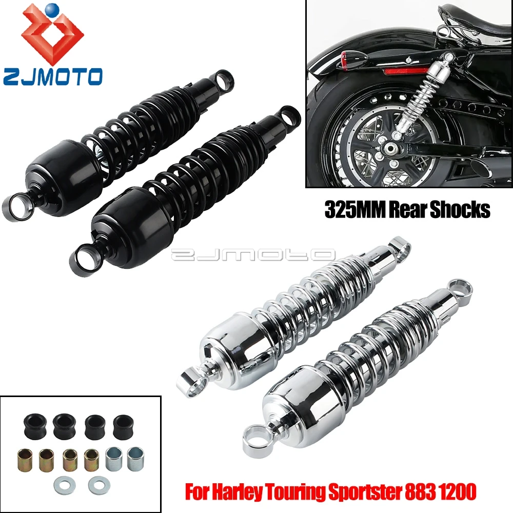 For Harley Touring Sportster 883 1200 325 MM 12.8 inch Rear Motorcycle Shocks Set Adjustable Shocks Absorbers Protection Chrome
