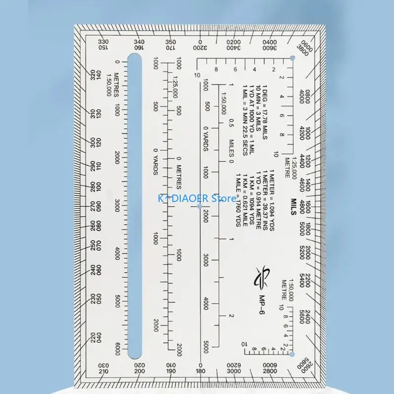 770D Topographic Flexible Map Scale Coordinate Scale Military Protractor for Outdoor