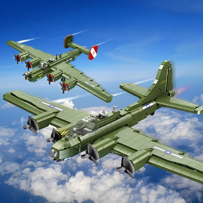 

WW2 Airplane Building Toys Sets US Air Force B24 B17 Strategic Bomber Building Blocks MOC Bricks Construction Toys Kids Gifts