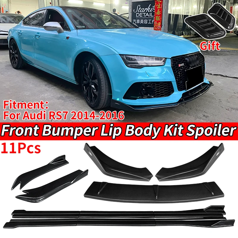 

Car Front Bumper Splitters Lip Body Kit Spoiler Side Skirts Extensions Rear Wrap Angle Accessories For Audi RS7 2014 2015 2016