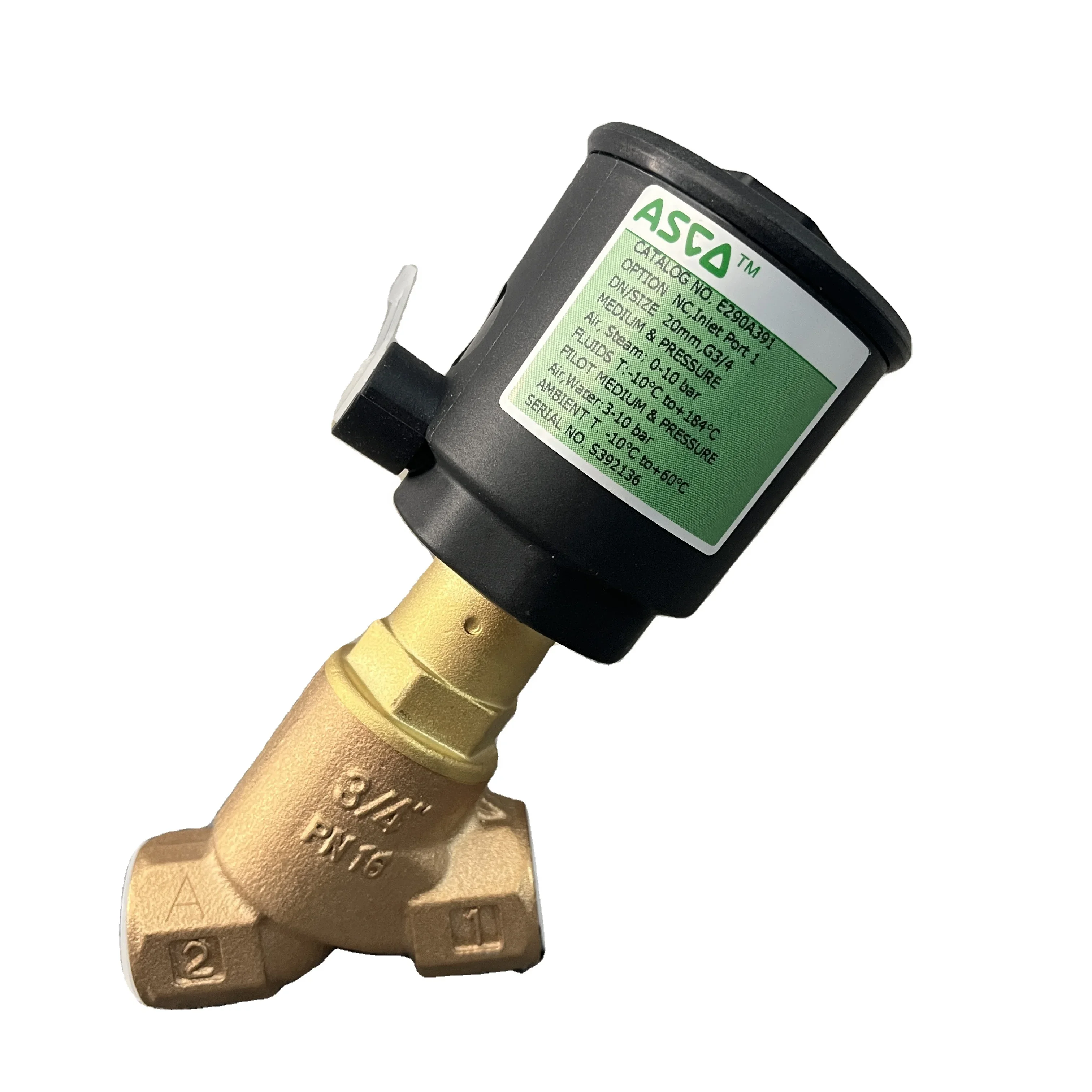 Válvula de asiento en ángulo de rosca ASCO Acero inoxidable Nuevo E290A393VI en stock VÁLVAS SOLENOIDAS de agua Cocina comercial 12 meses