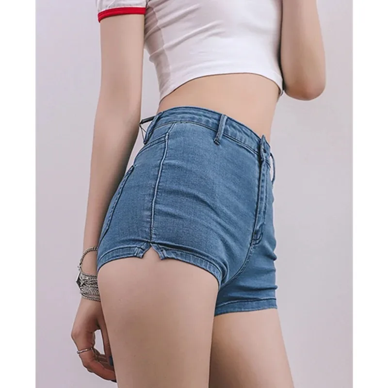 Summer Sexy Peach Butt Denim Super ort Pants Women's Tight Fitting Retro Hot Pants High Waist Thin Model for Women