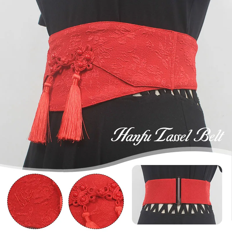 

1 шт., женские модные винтажные черные эластичные пояса с кисточками, женское платье, корсеты, поясные ремни, украшения, широкий пояс