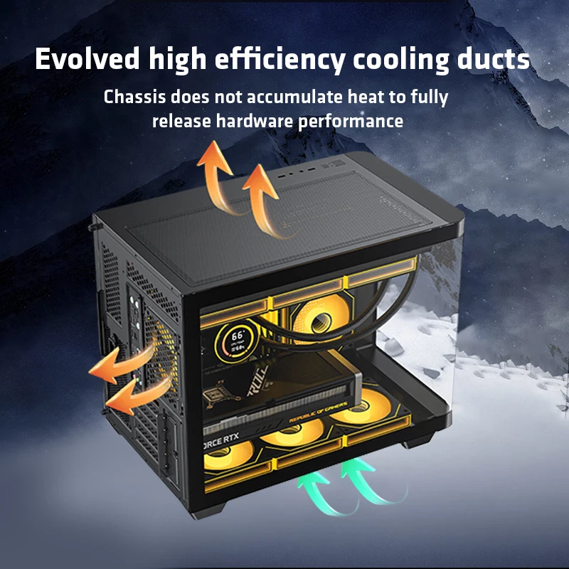 Yeah Magic BIFROST MATX  Curved Glass Side Transparent Gaming Computer Case High Airflow PC Case  ARGB Light  360 Water Cooling
