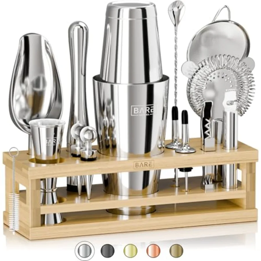

16-Piece Cocktail Shaker Set | Martini Barware Mixing Tools for Home Bartending | Incl. 35 Recipe Cards | Gift Set (28oz Boston