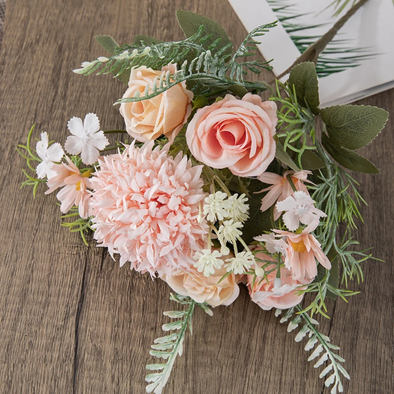 Fiori artificiali seta rosa dente di leone margherita Bouquet decorazioni per la casa fiori finti