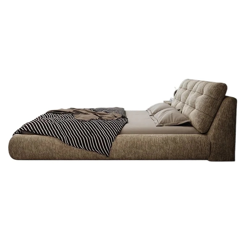 Puff modern simple cat scratching fabric bed, Italian master bedroom bed, drawer storage double bed