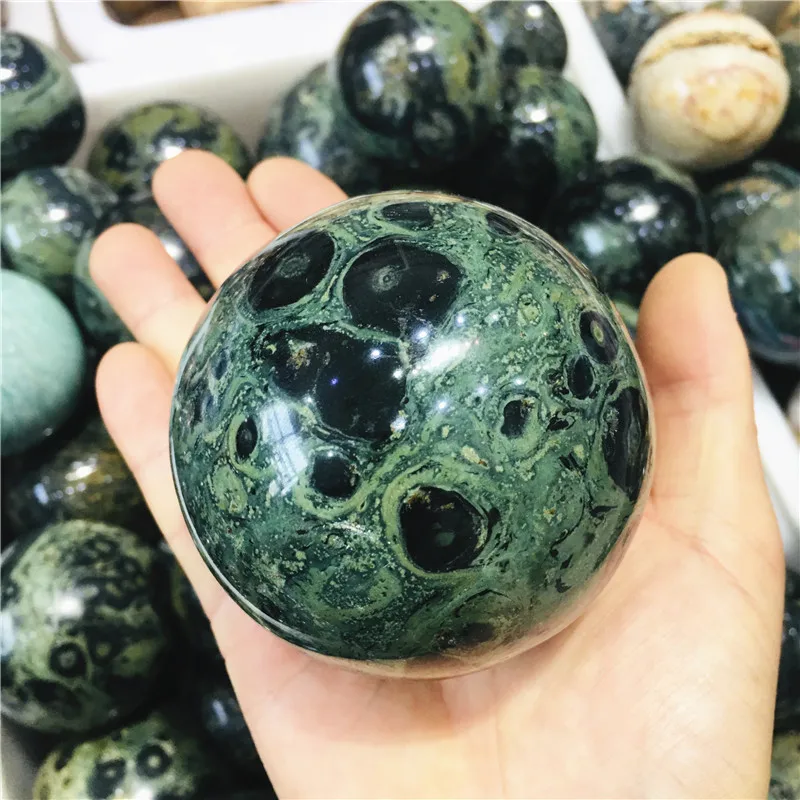 

6.5-7cm Natural Green Malachite Tangling Jade ball Original Stone Decoration