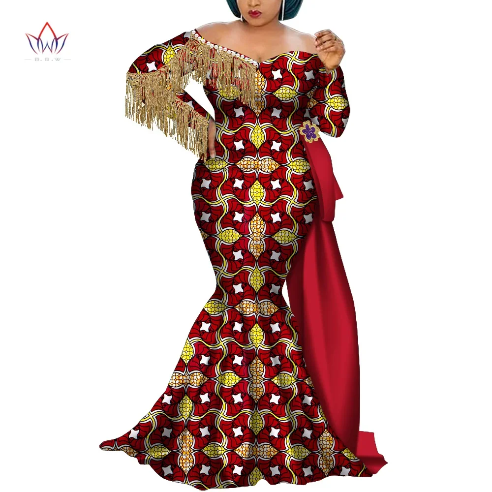 

Bintarealwax Arican Traditional Clothing for Women Dashiki Plus Size Lady African Clothes Bazin Plus Size Party Dress WY6984