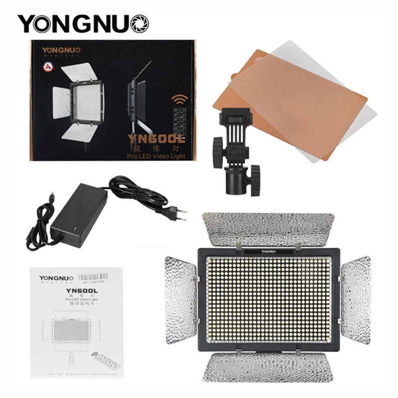 YONGNUO YN600L YN600 LED Video Light Panel Adjustable Color Temperature 3200K-5500K Photographic Studio Lighting with AC Adapter