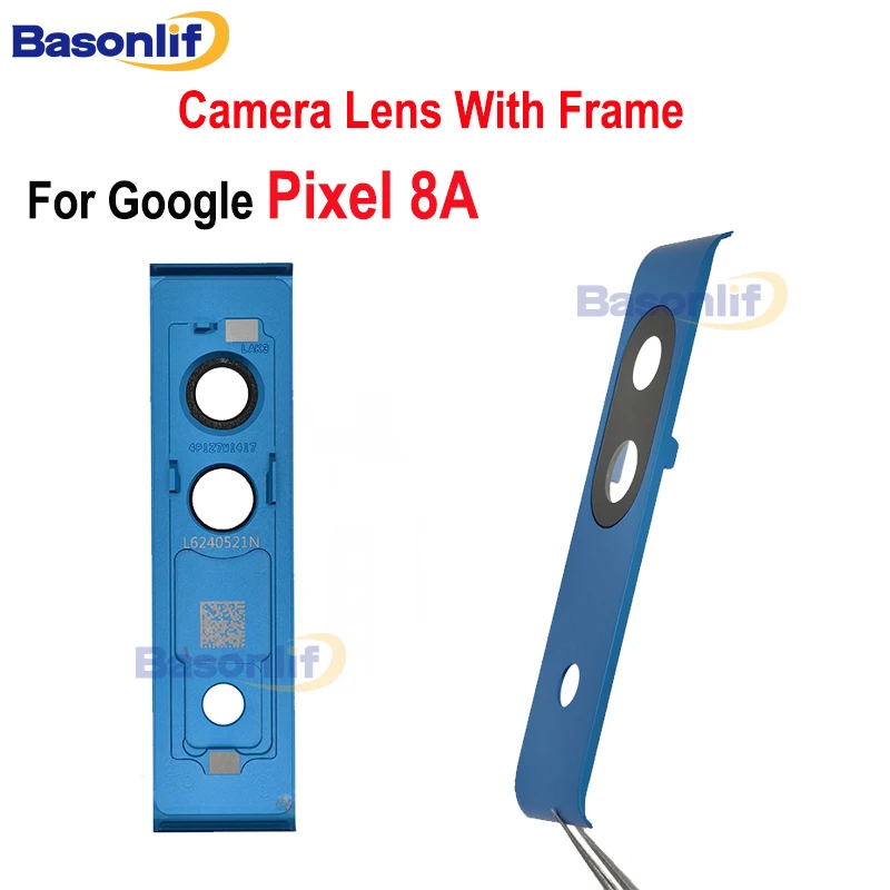 Basonlif Camera Lens With Frame For Google Pixel 8A Rear Back Camera Lens And Frame Replacement Part