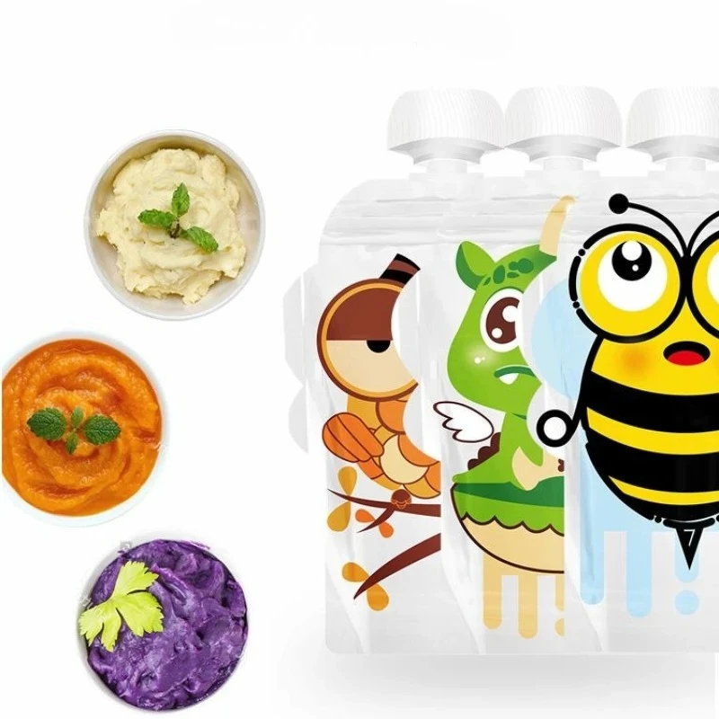 Botella reutilizable sellada de 150ml, cubierta de tornillo recargable aleatoria para exteriores, bolsa de almacenamiento de alimentos para apretar alimentos complementarios, 8 Uds.