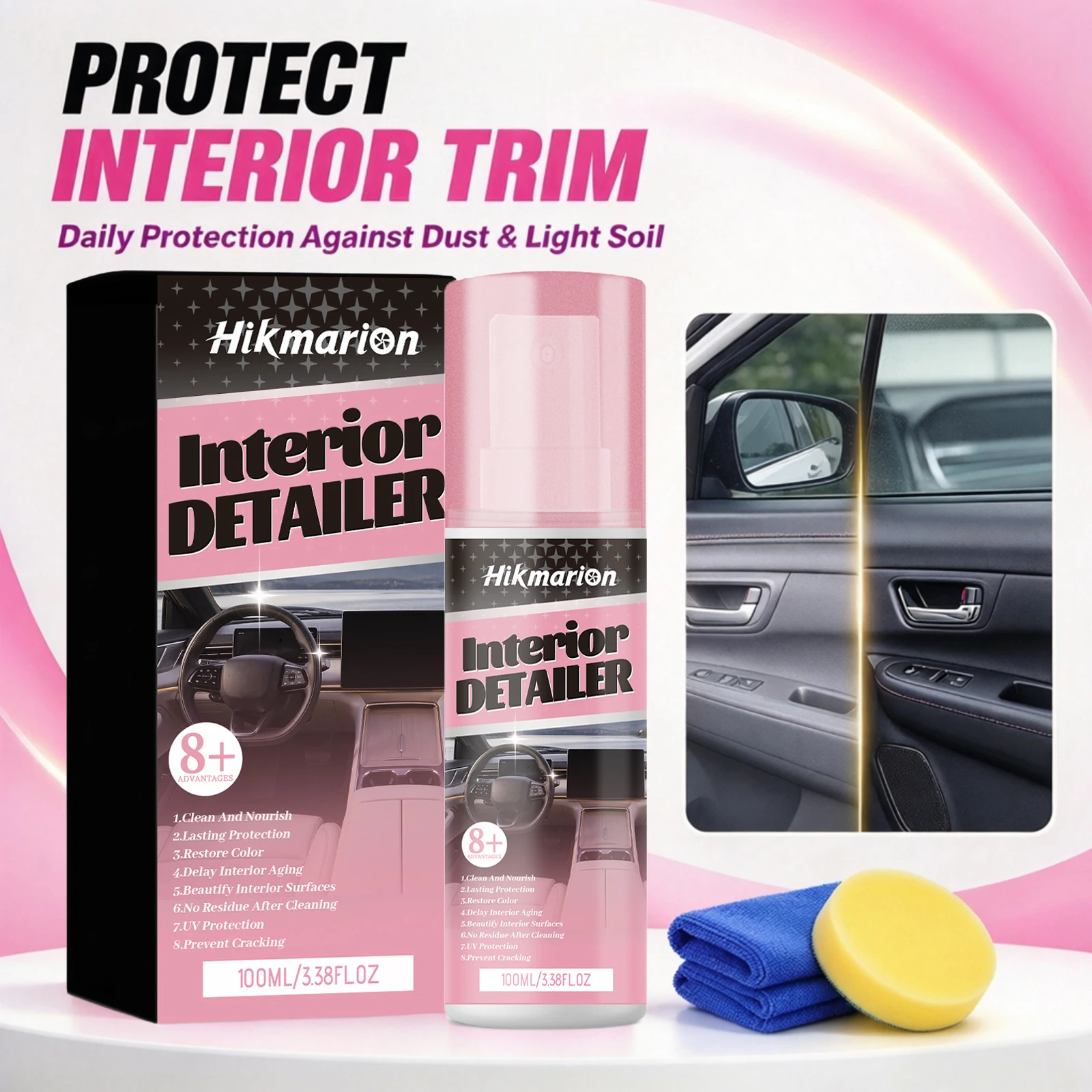 Hikmarion Car Plastic Restorer Auto Interior Panel Renewal Wax Coating Leather Plastic Rubber Polish Reconditioning Care Cream