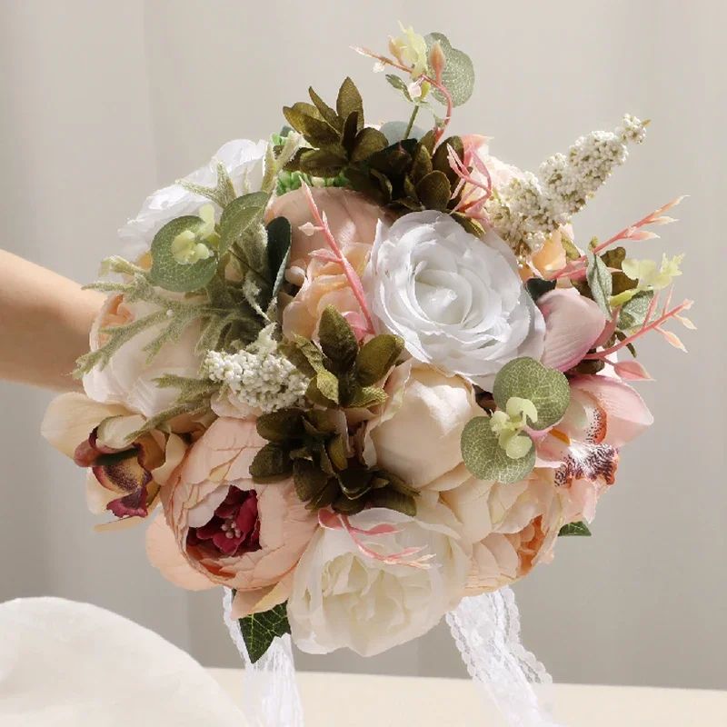 Buquê de Peônia para Dia dos Namorados, Confissão Presente, Cerimônia De Casamento, Aniversário, Chuveiro Nupcial, jogando Bouquet, Outono, 1Pc