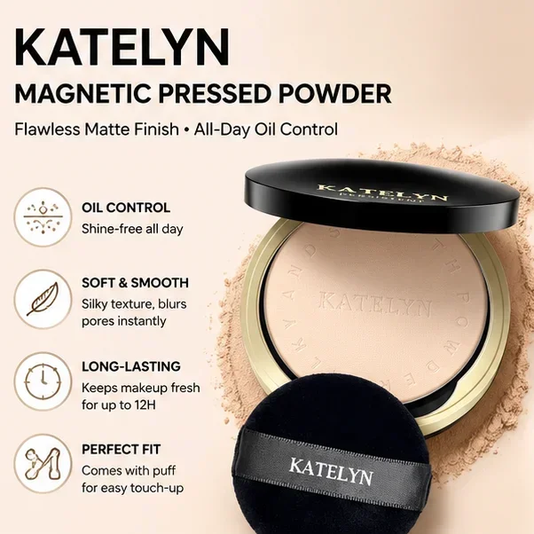 Soft Focus Pressed Powder Long Lasting Oil Control Setting Powder for Women Matte Texture Face Foundation Makeup Tool