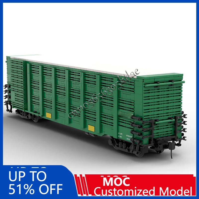 

New 1803PCS MOC Customize Transport Vehicle Pacific 60ft Gunderson HOGX Stock Car Model DIY Building Blocks Birthday Toys Gifts