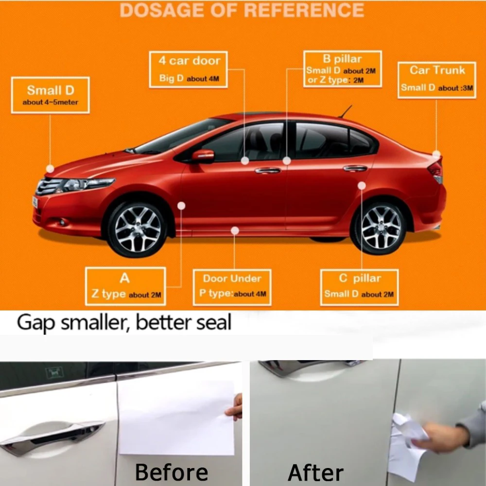P Z D Vorm Type 2 Meter Auto Deur Afdichting Strip Epdm Rubber Geluidsisolatie Afdichtstrip Deur Isolatie Tape
