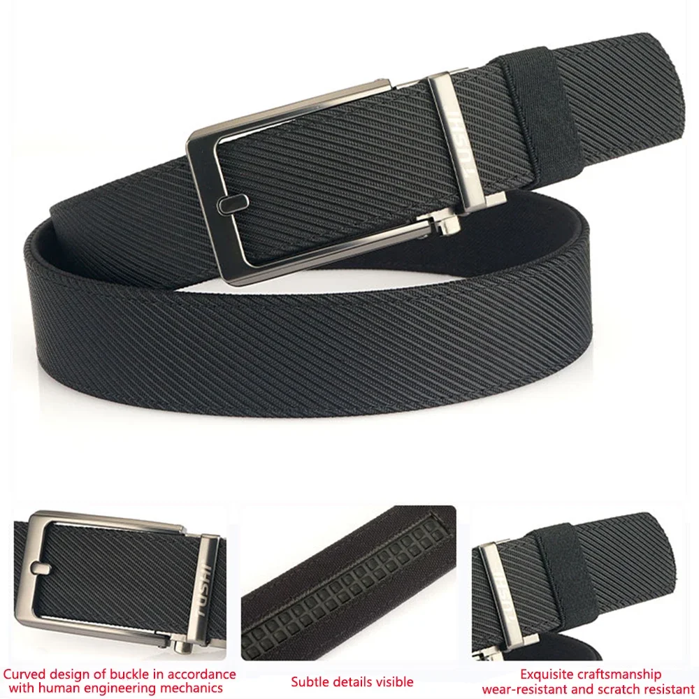 TUSHI Brand New 3.5 Wide Alloy Automatic Buckle Thickened Double-Layer Nylon Soft Mens Belt Versatile Casual Outdoor Pants Belt
