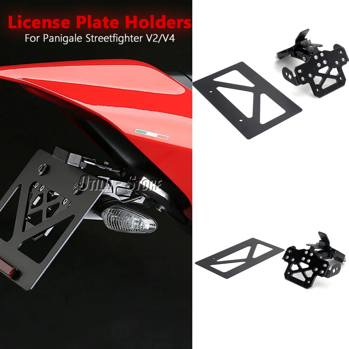 

NEW For Ducati Panigale V2 V4 Streetfighter V4 V2 Motorcycle License Plate Frame Bracket Aluminum Rear Number Plate Holder Kit