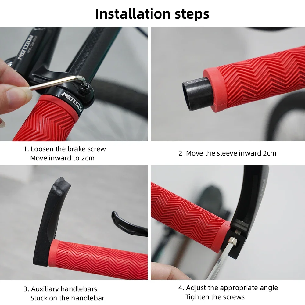 MOTSUV Aluminum Alloy Adjustable Small Auxiliary Bicycle Handlebar Vice Handle Rest Cow Horn MTB Cycling Accessories