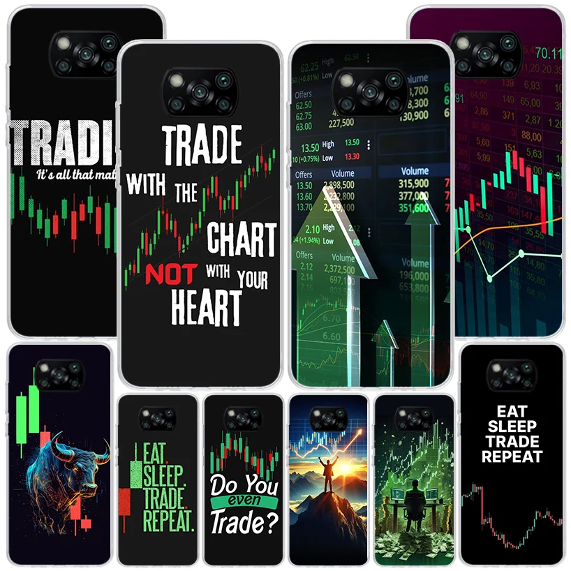 Trade Investment Forex Stock Market Phnoe Case for Xiaomi Poco X5 Pro X4 Gt X3 Nfc M5S M4 M3 M2 F3 F2 F1 Mi Note 10 Lite A2 A3 U