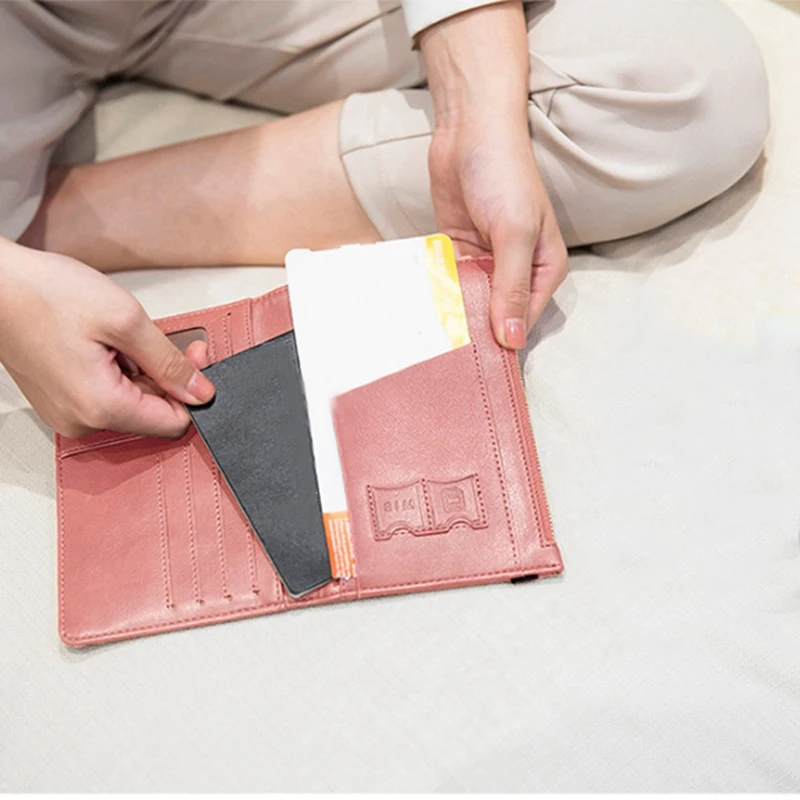 Tarjetero de viaje para pasaporte, cartera multifunción para documentos Rfid, libro de pasaporte, 2 piezas