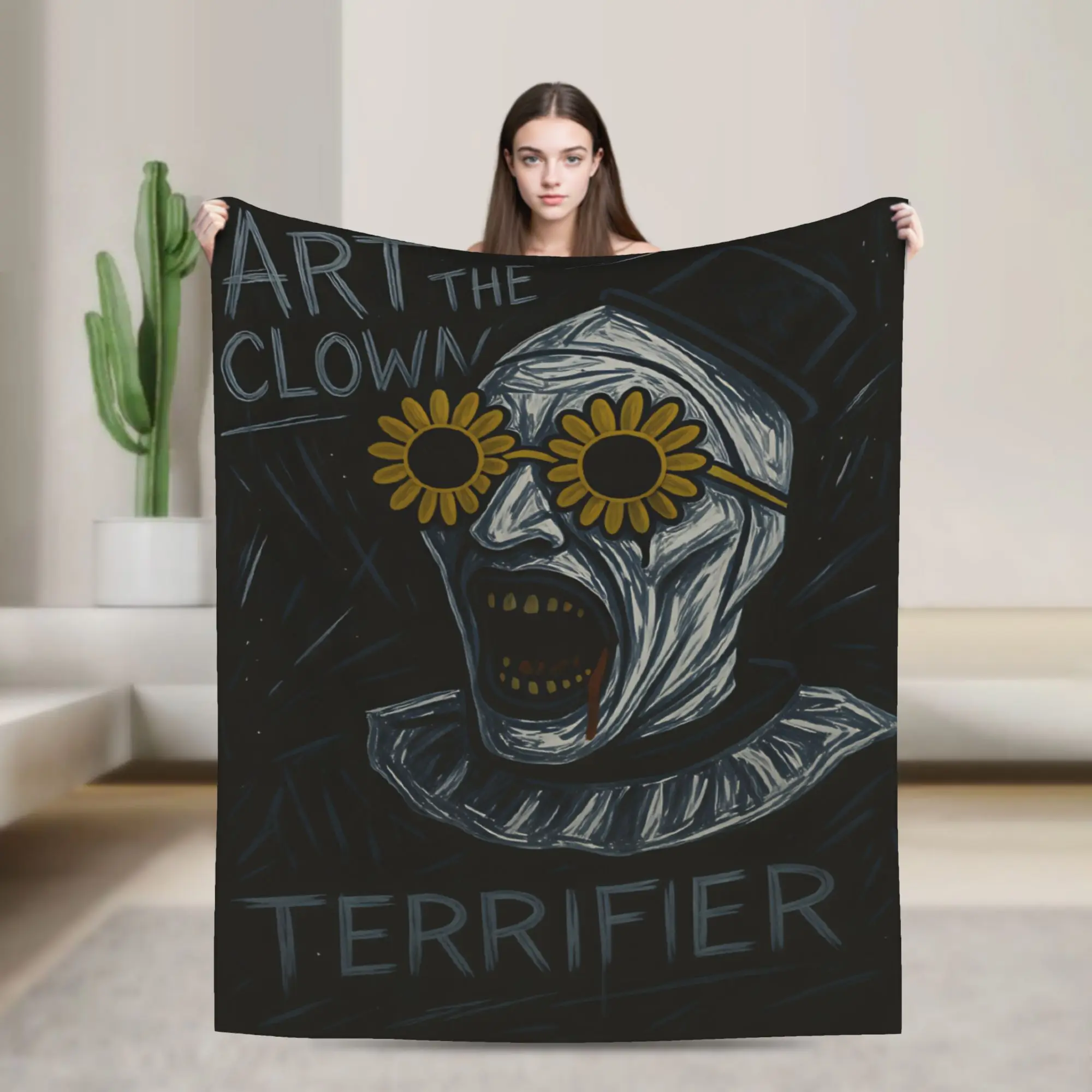 Terrifier 4 Halloween Warm Soft Blanket Horron Students Plush Bedding Throws Print Bedroom Flannel Bedspread Sofa Bed Cover