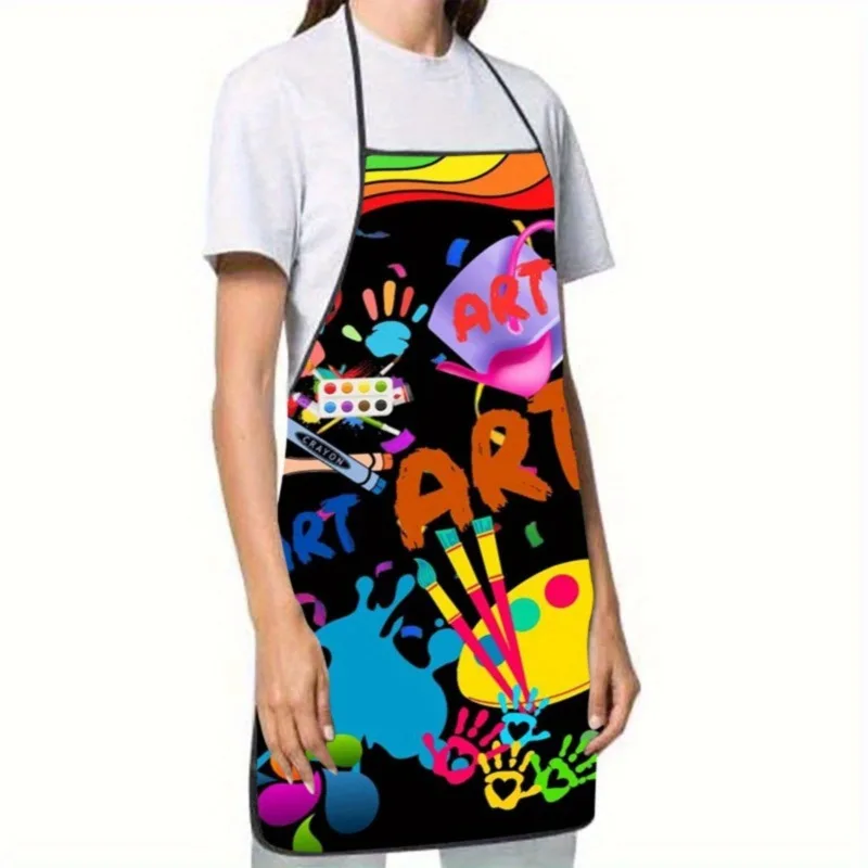 Multicolor Graffiti Paintbrush Palette Print Apron, Versatile for Baking, Painting, Cleaning & Parties Apron,Washable & Reusable