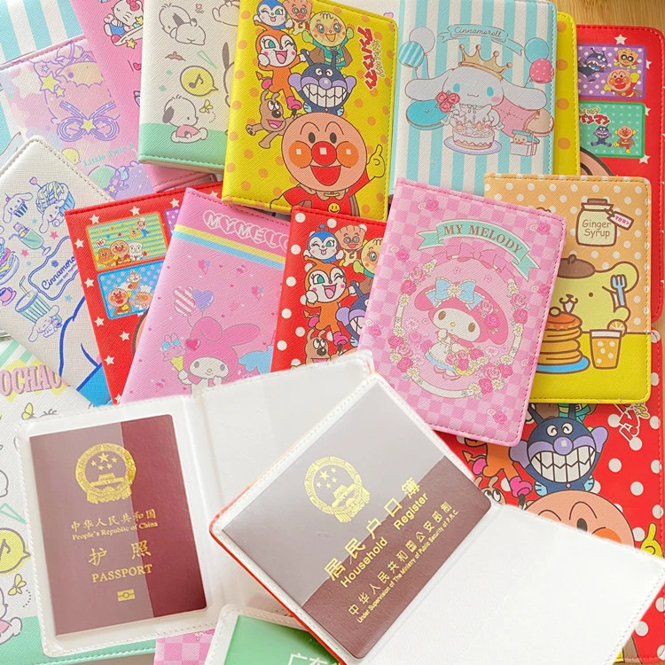 Sanrio Cinnamoroll Mymelody Cartoon Passport Credit ID Card Holder Organizer kawaii Anime Epidemic prevention certificate bag