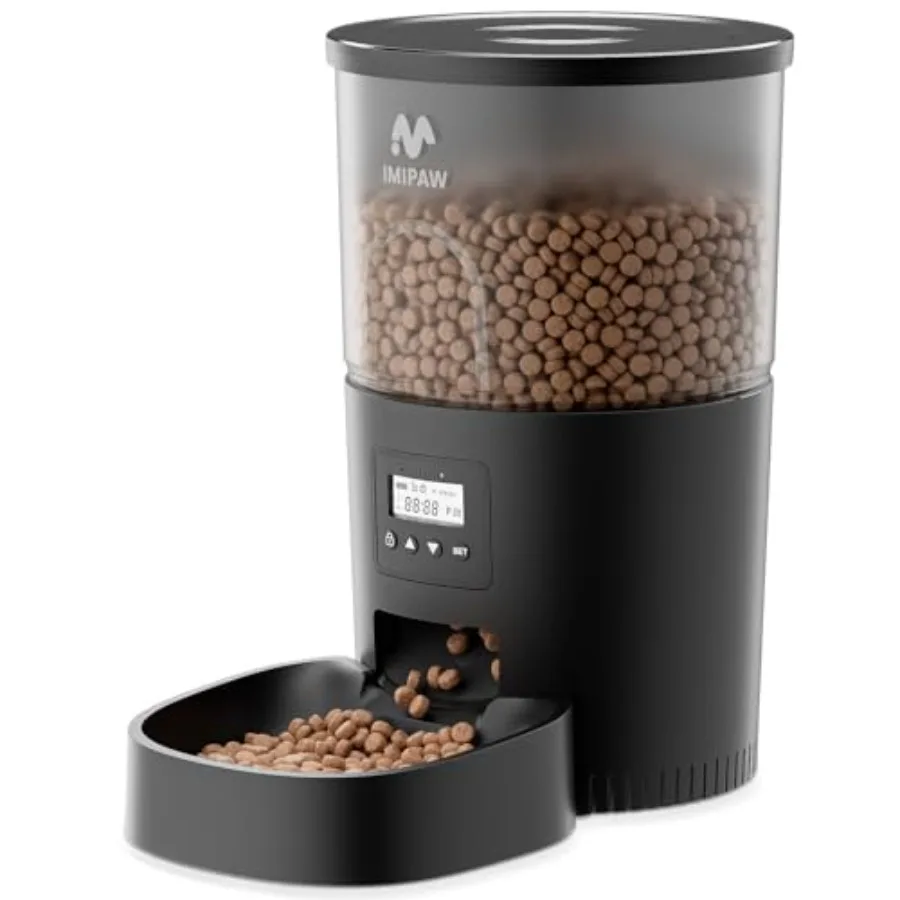 

Automatic Cat Feeders Timed Cat Dry Food Dispenser Dual Power Supply Programmable Portion Size 1-6 Meals Per Day Auto Pet Feede