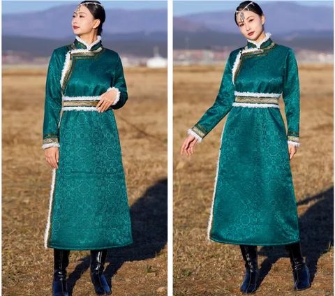 Winter Mongolian Clothing Women's Mongolian Robe Mongolian Wedding Traditional Clothing