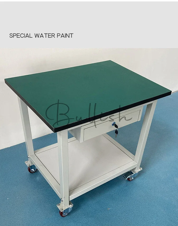 L'banco da lavoro è a doppio strato, mobile con ruote e l'officina è azionato sulla linea di assemblaggio