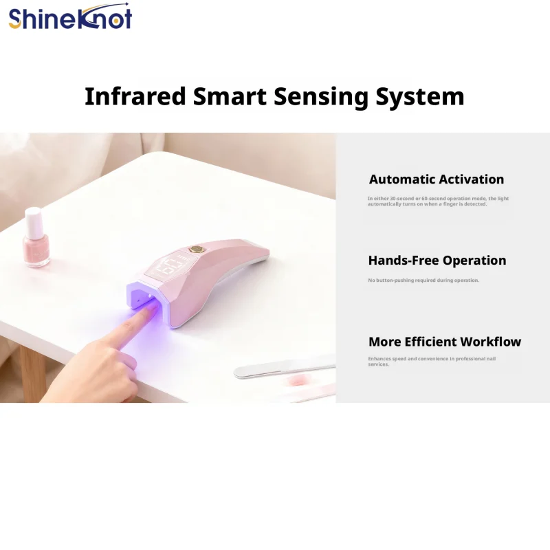 SHINEKNOT Portable Ultra Long Battery Life Compact Fast Drying Uv Glue Curing Automatic Hands-Free Nail Lamp For Nail Salons