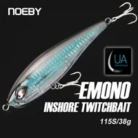 Noeby-señuelo de pesca Twitchbait costero, 115mm, 38g, lápiz que se hunde, Jerk Wobbler, 3 ganchos, cebo duro Artificial, señuelo de pesca de agua salada