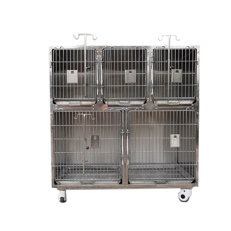 Double Layer High Quality 304 Stainless Steel Pet Cage Cat Dog House Cage for Animal Veterinary Use