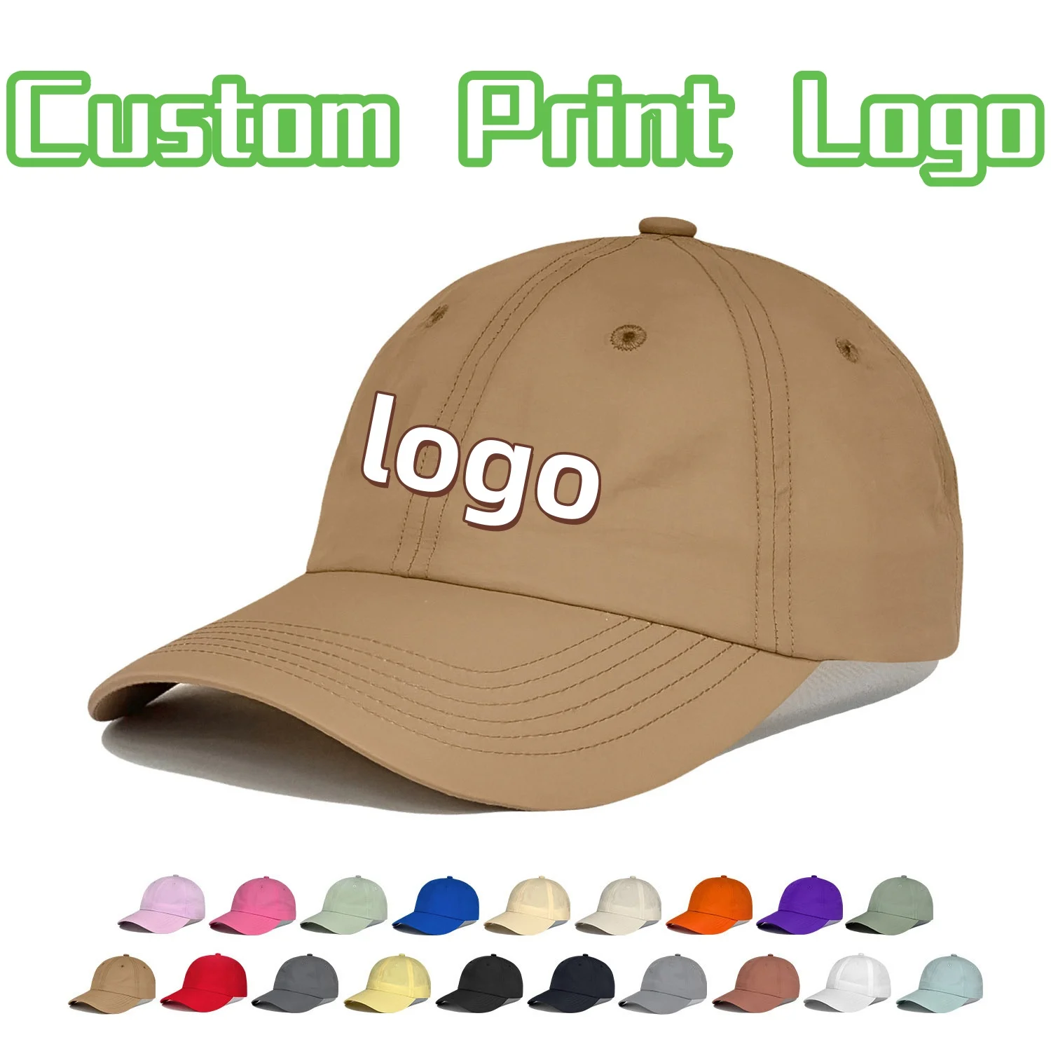 Customized Printed Logo Men And Women Outdoor Sport Baseball Cap Quick Drying Sunshade Hat Solid Color Soft Top Duck Tongue Caps