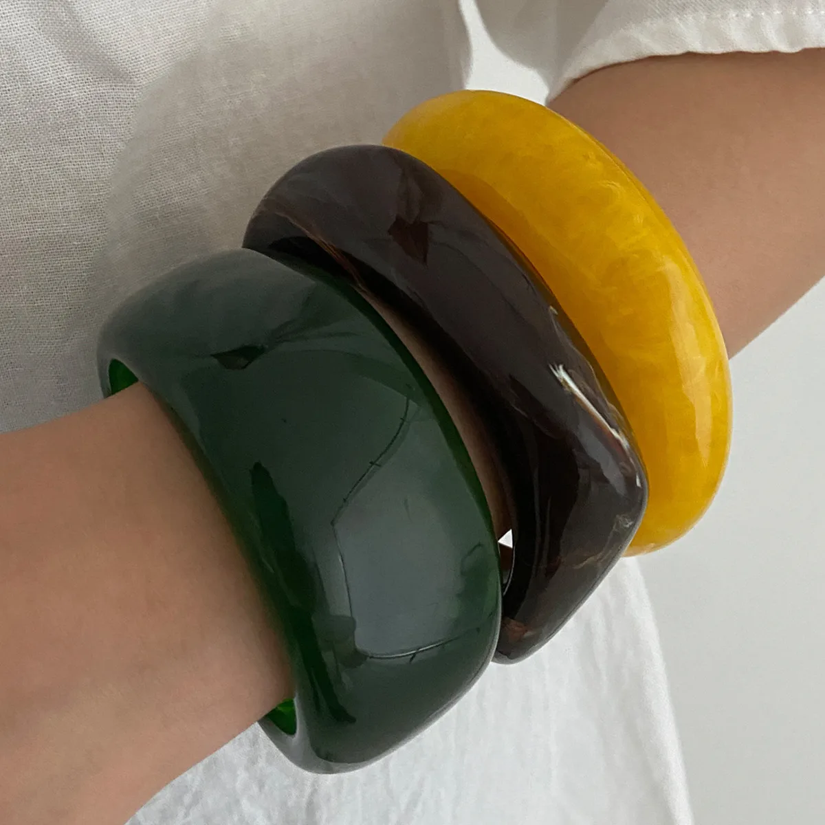 Ingemark 3 Stile Boho Bunte Dicke Harz Acryl Breite Armbänder für Frauen Geometrische Unregelmäßige Gestapelte Armreifen Schmuck Geschenk